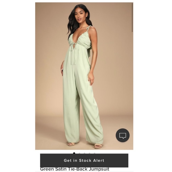 Lulus Confidence Check Sage Green Satin Tie-Back Jumpsuit - Picture 1 of 5